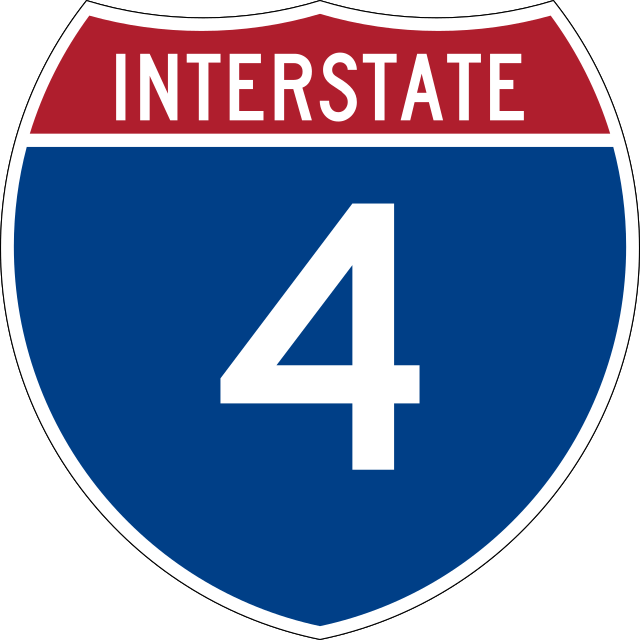 The highway sign of Interstate 4