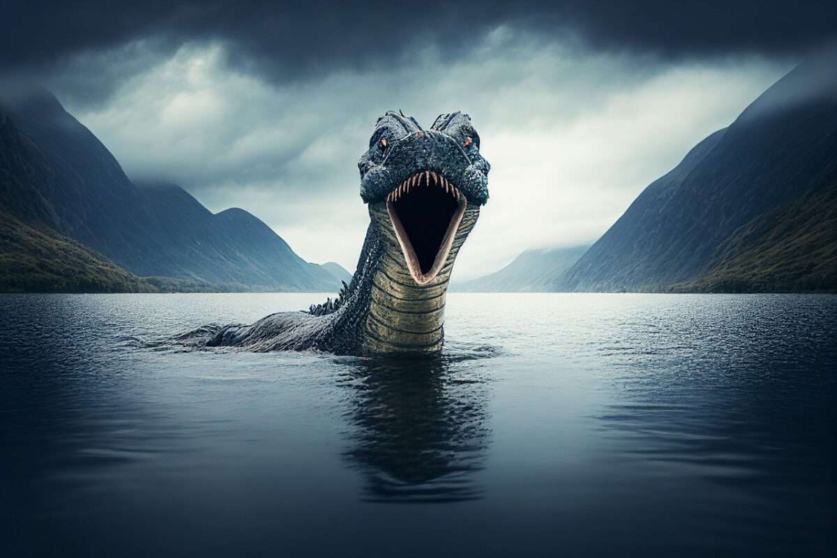 The Loch Ness Monster erupts from water