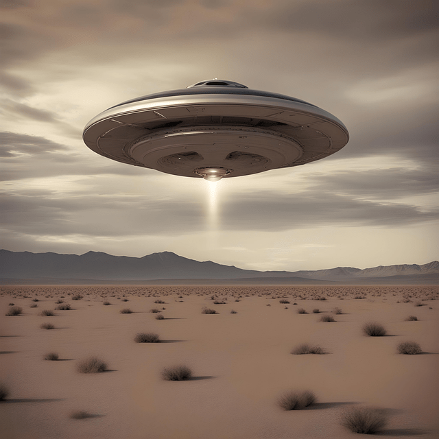 Alien spacecraft in desert