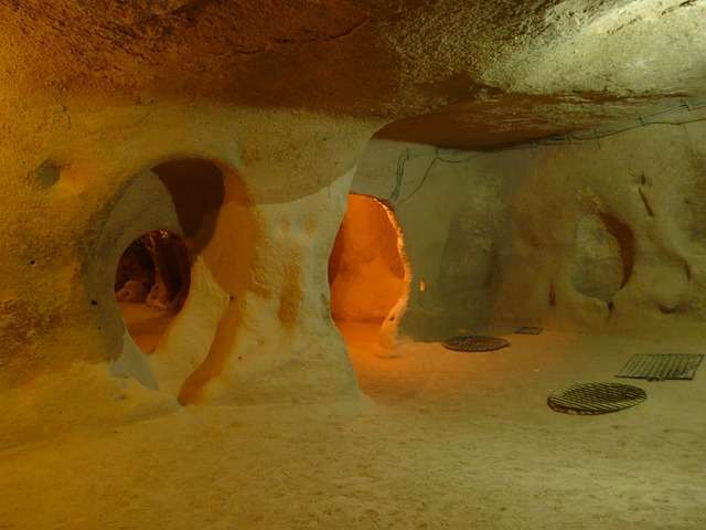 Doorways leading to vast cavern deep within Derinkuyu