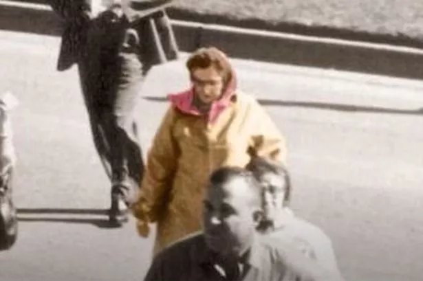 A colorized view of the Babushka lady